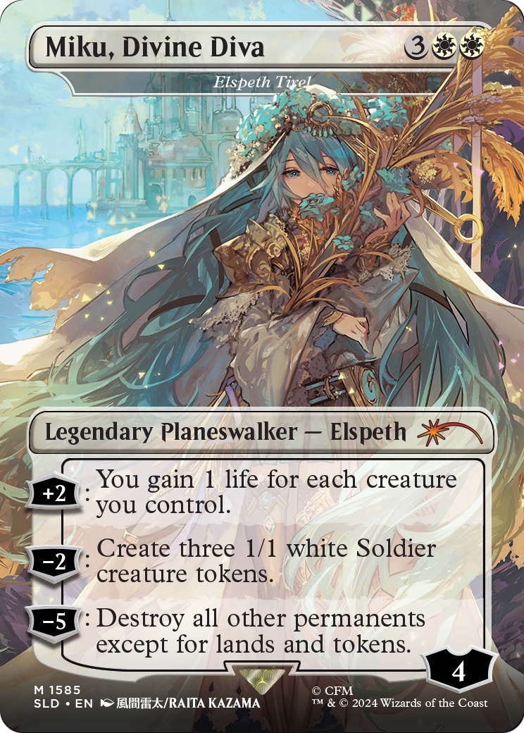 Elspeth Tirel (SLD-1585) - Secret Lair Drop / Miku, Divine Diva (Borderless) Foil