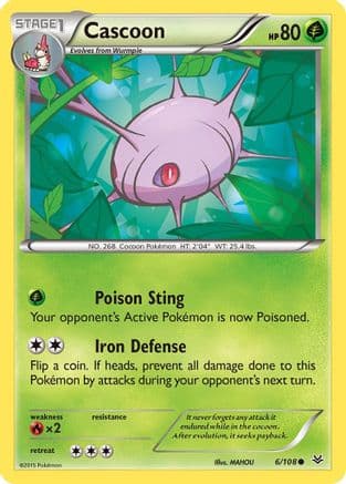 Cascoon 006/108 - XY Roaring Skies Reverse Holofoil