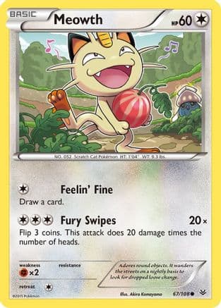 Meowth 067/108 - XY Roaring Skies Reverse Holofoil