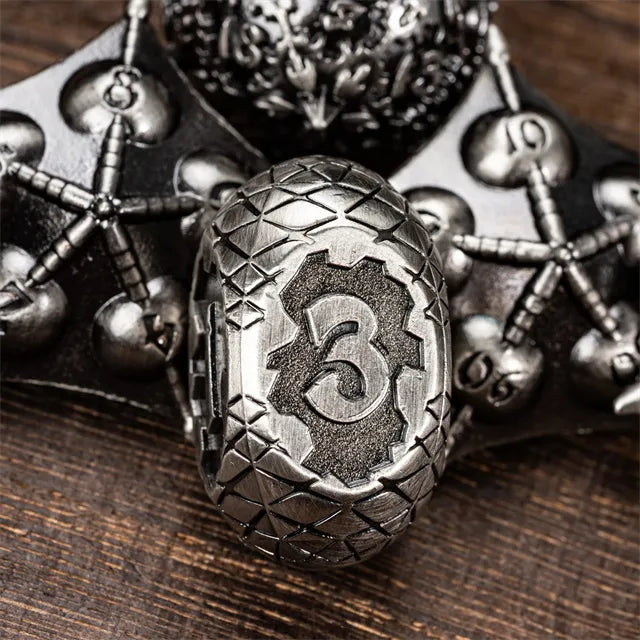 RPG Dice Set | Metal | Ancient Dragon | Silver