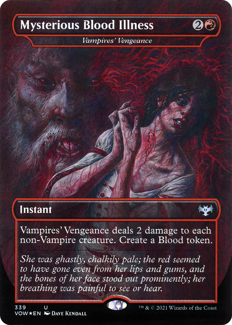 Vampires' Vengeance (VOW-339) - Innistrad: Crimson Vow / Mysterious Blood Illness (Borderless) Foil