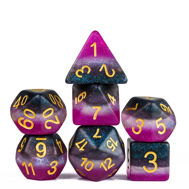 Polyhedral Dice Set | Resin | "Pride Flags" Asexual (Frosted) | Set of 7 (D0158)