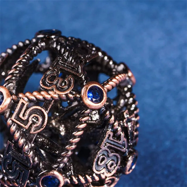 RPG Dice Set | Hollow Metal | "Contained Octopus" - Copper | Set of 7 (D0241)