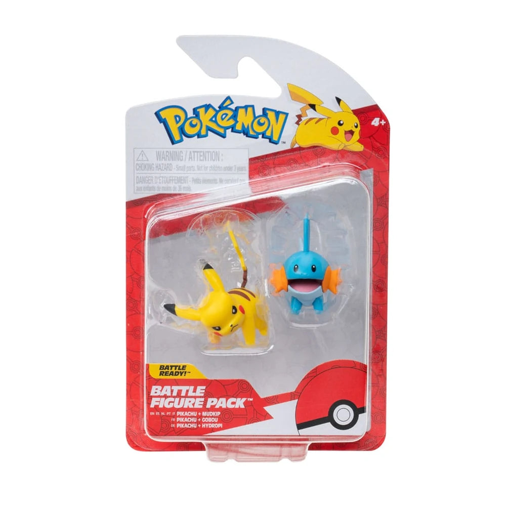 Pokemon Battle Figures | 2 Pack | First Partner Hoenn: Pikachu & Mudkip