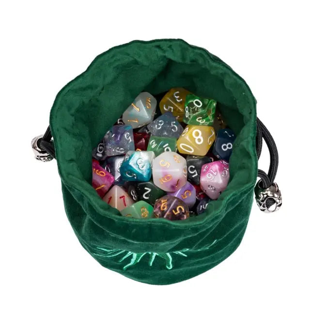 Dice Bag | Flannel Drawstring | Green Demon's Eye (A07)