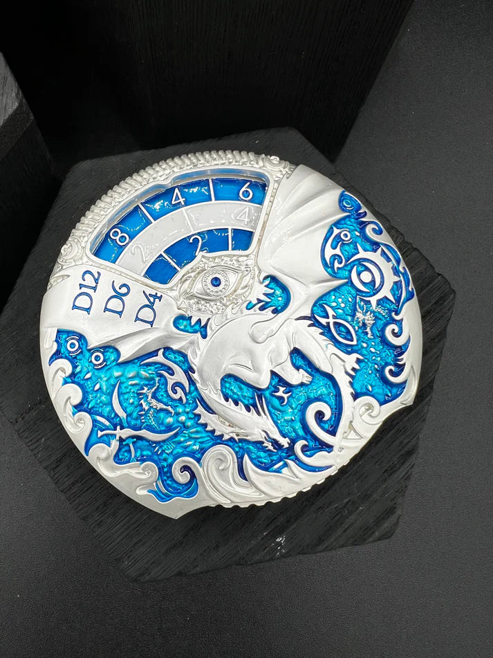 Dice Spinner | Metal | Dragon Spinner | Silver and Blue (D1034)