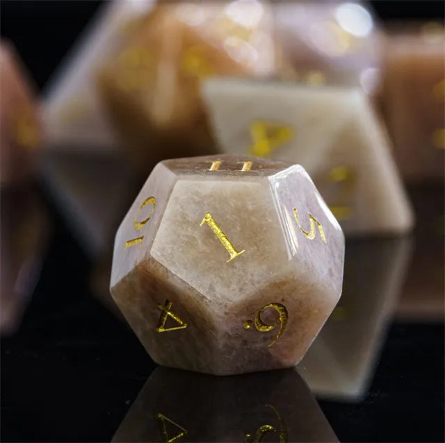 Polyhedral Dice Set | Gemstone | "Labradorite & Moonstone Duet" | Set of 7 (D0218)