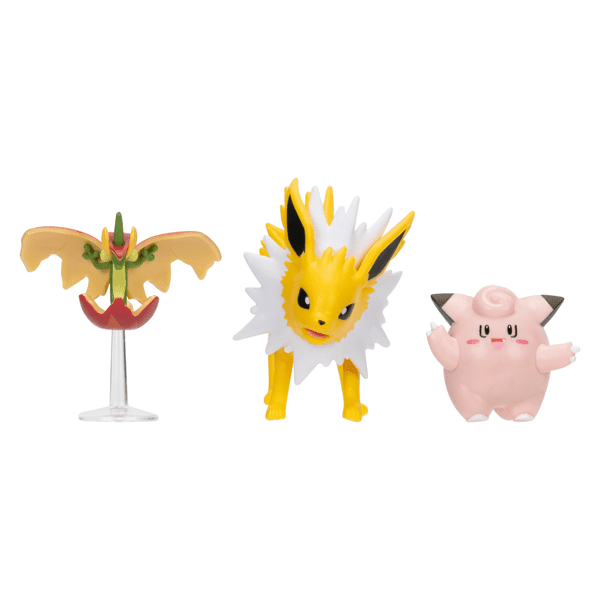 Pokemon Battle Figures | 3 Pack | Clefairy, Flapple & Jolteon