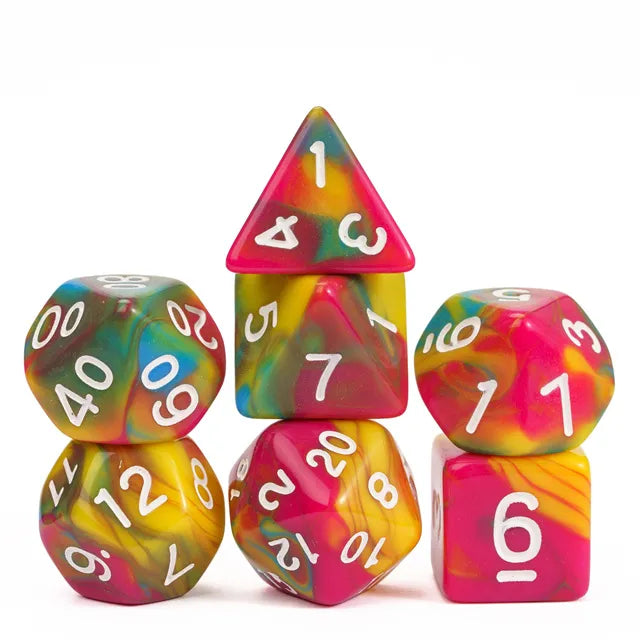 Polyhedral Dice Set | Acrylic | PRIDE - Rainbow | Set of 7 (D0167)