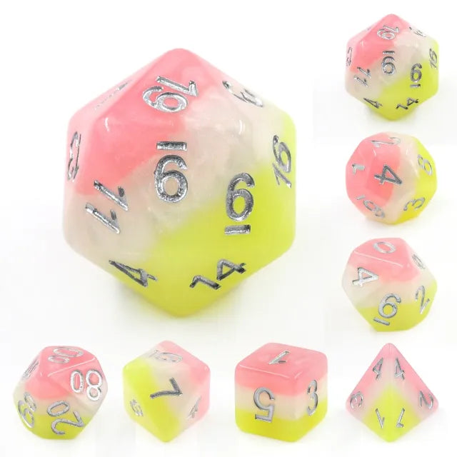 Polyhedral Dice Set | Resin | "Sweet Sorbet" | Set of 7 (D0176)