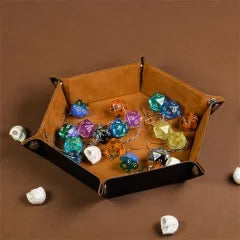 Folding Hexagonal Dice Tray | Brown (A16)