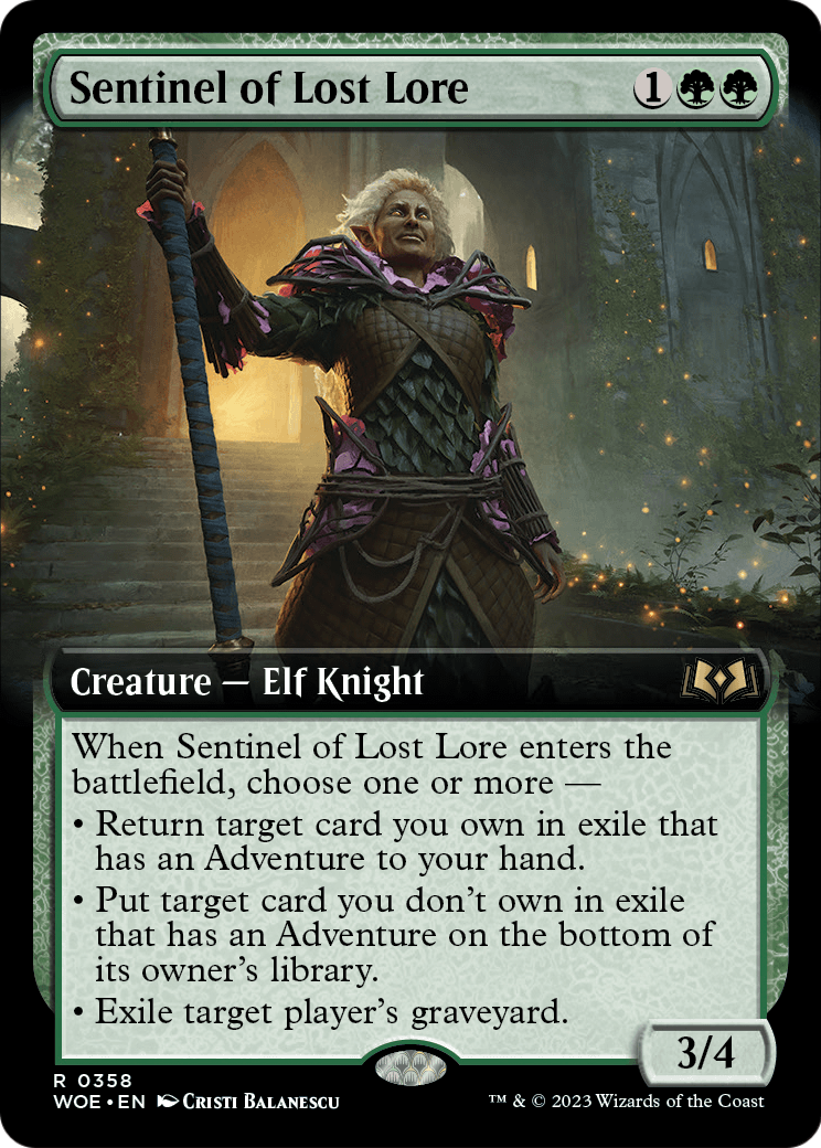 Sentinel of Lost Lore (WOE-358) - Wilds of Eldraine: (Extended Art) Foil