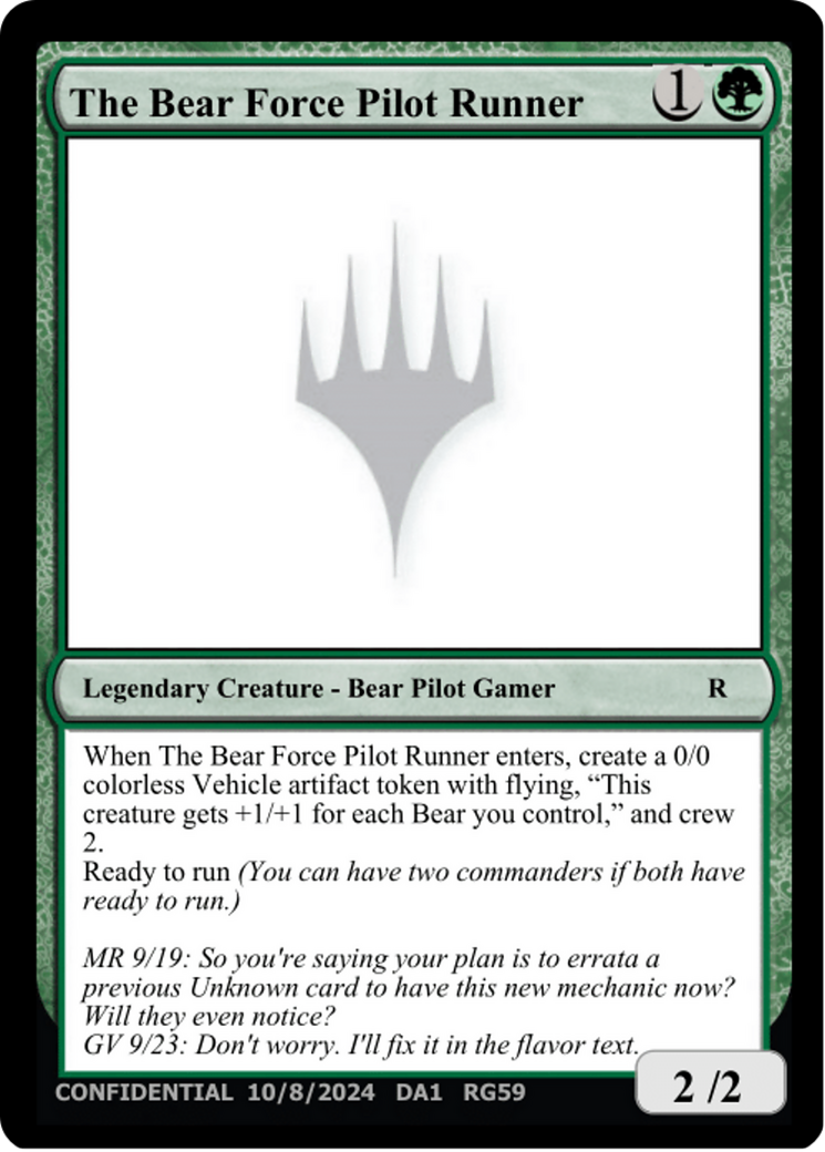 The Bear Force Pilot Runner (DA1-RG59A) - Unknown Event