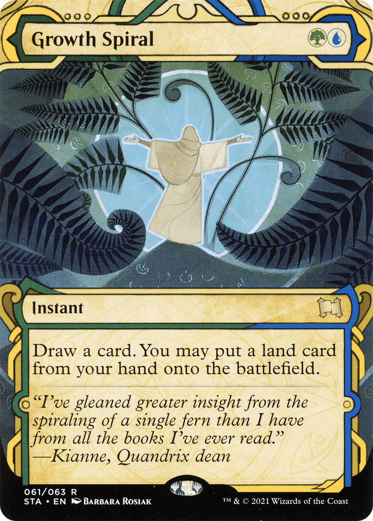 Growth Spiral (STA-061) - Strixhaven Mystical Archive: (Showcase) (Borderless) Etched Foil
