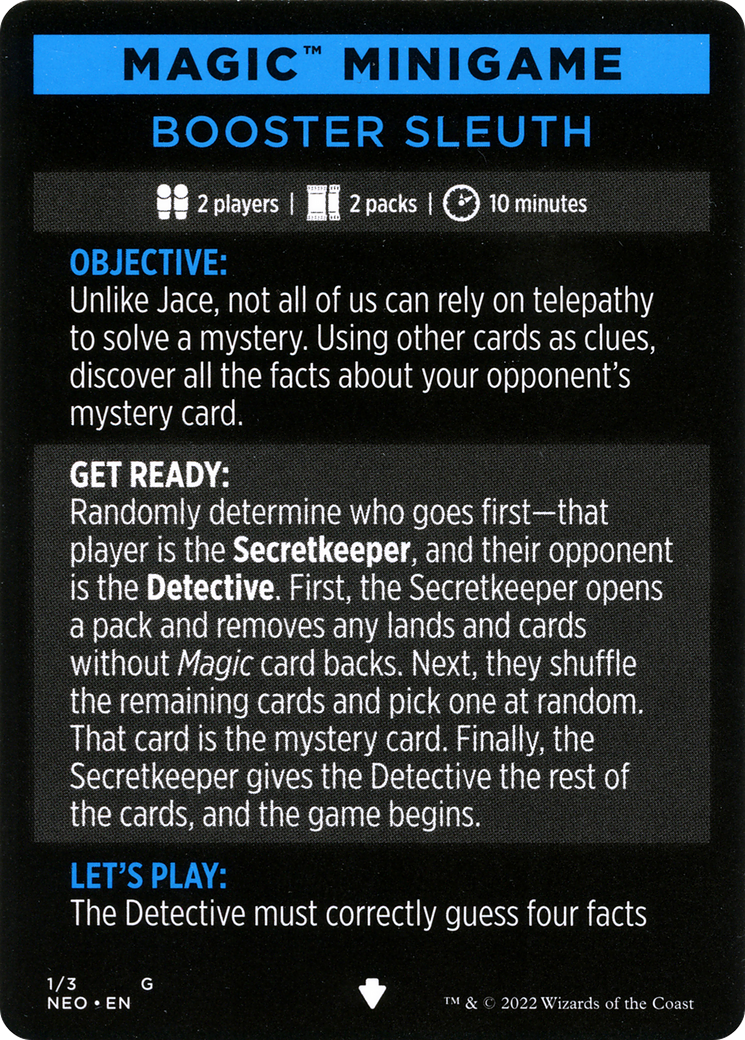 Booster Sleuth // Booster Sleuth (cont'd) (MNEO-001) - Kamigawa: Neon Dynasty Minigames Foil