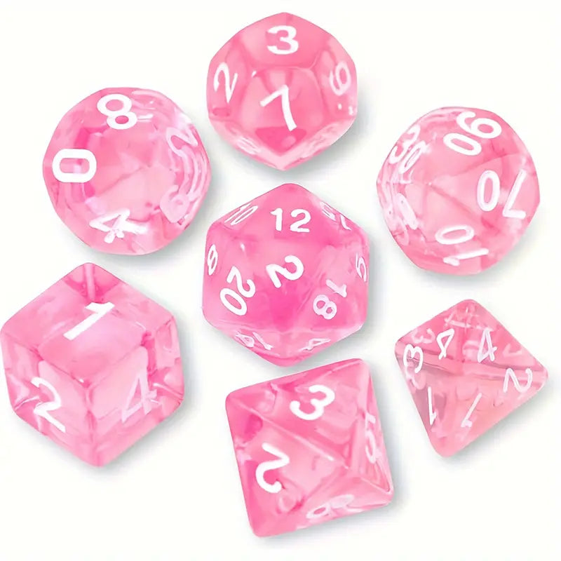 Polyhedral Dice Set | Acrylic | Rose Gems | Set of 7 (D0005)