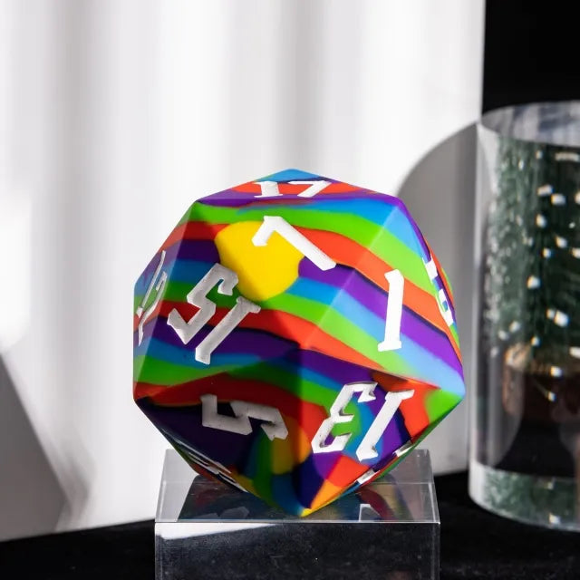 RPG Dice | Silicone | 55mm D20 | Rainbow (D1008)