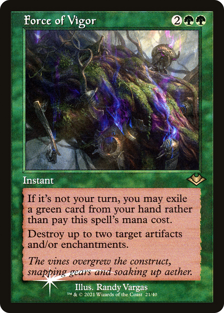 Force of Vigor (H1R-021) - Modern Horizons 1 Timeshifts Etched Foil