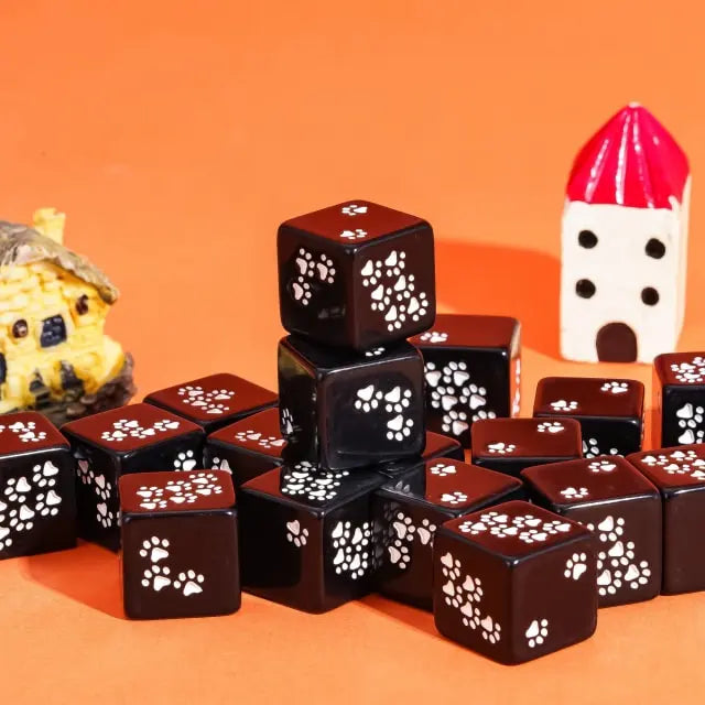RPG Dice | Resin | Cat Pawprints | Black