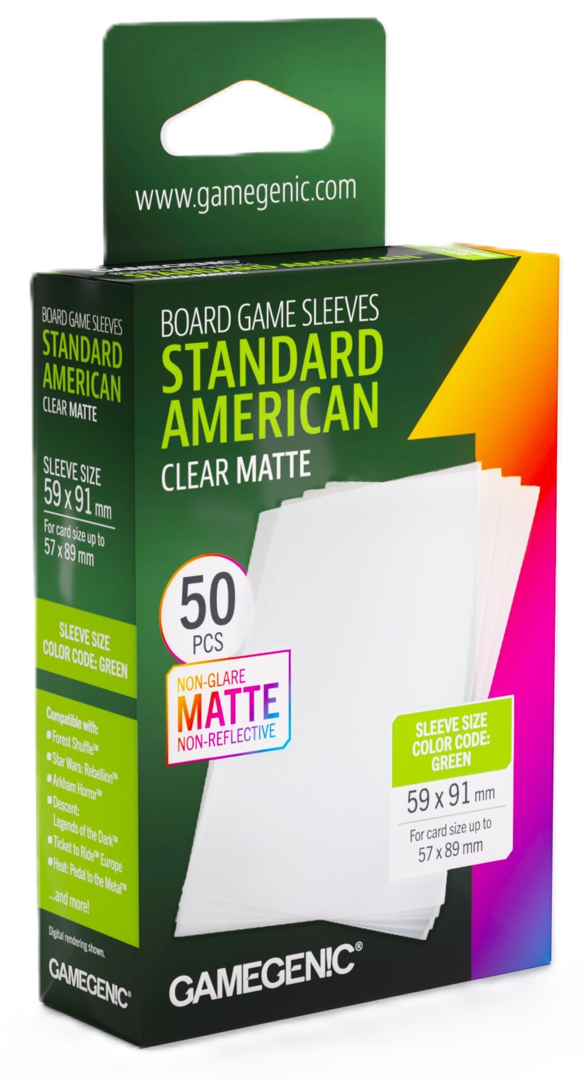 Gamegenic | Board Game Sleeves | Clear Matte | Standard American Size (59 x 91mm) - 50ct