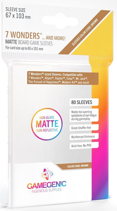 Gamegenic | Board Game Sleeves | Matte | 7 Wonders/Abyss Size (67 x 103mm) - 80ct
