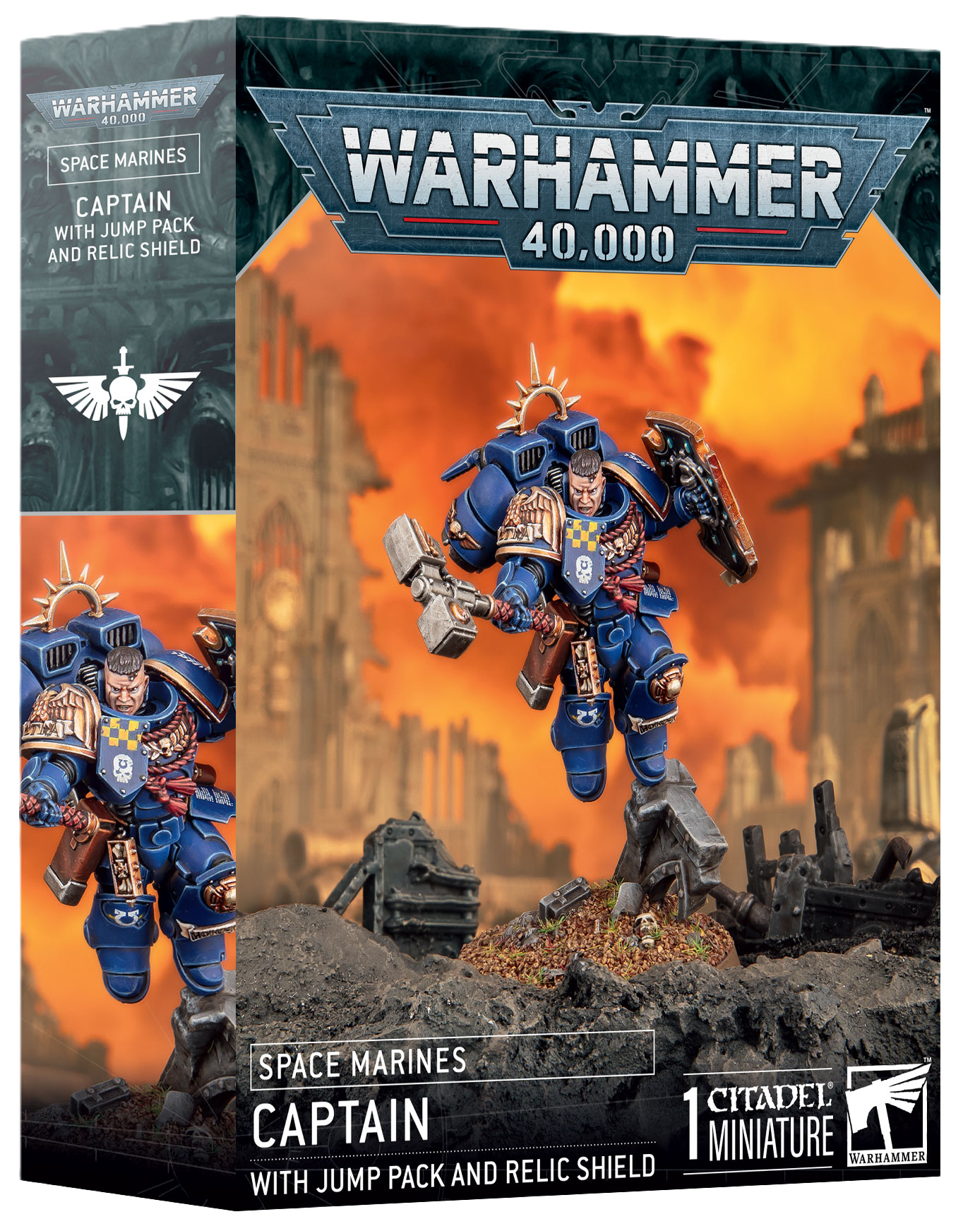 Warhammer 40,000 | Space Marines | Captain with Jump Pack and Relic Shield