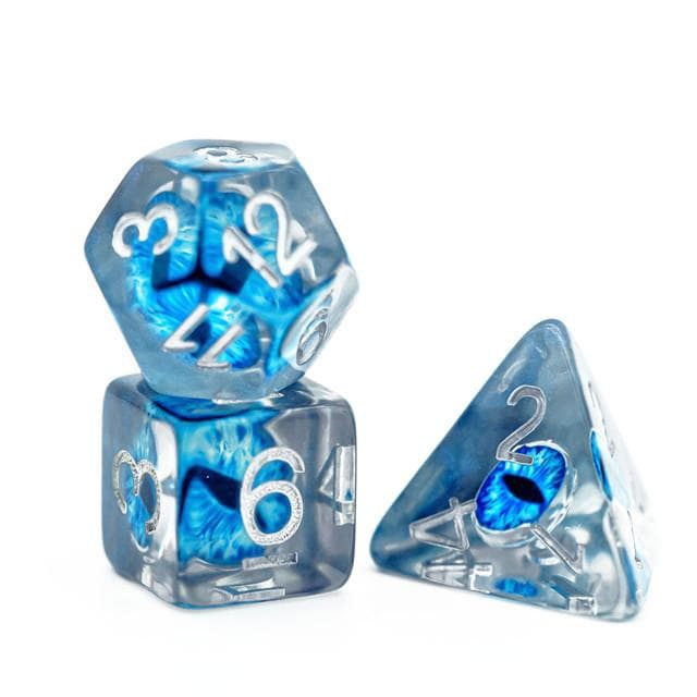Polyhedral Dice Set | Resin | "Ice Dragon's Eye" | Set of 7 (D0113)