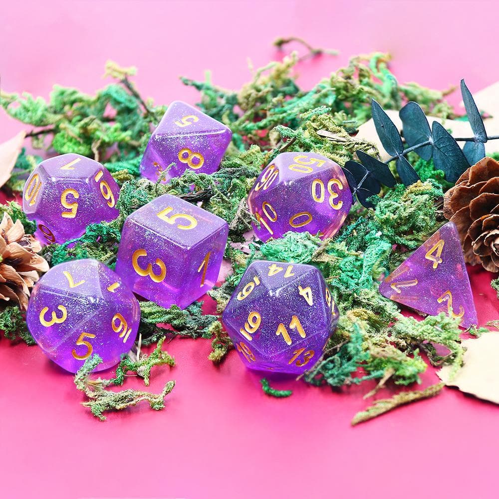 RPG Dice | Iridescent Purple (Gold Ink) | Set of 7