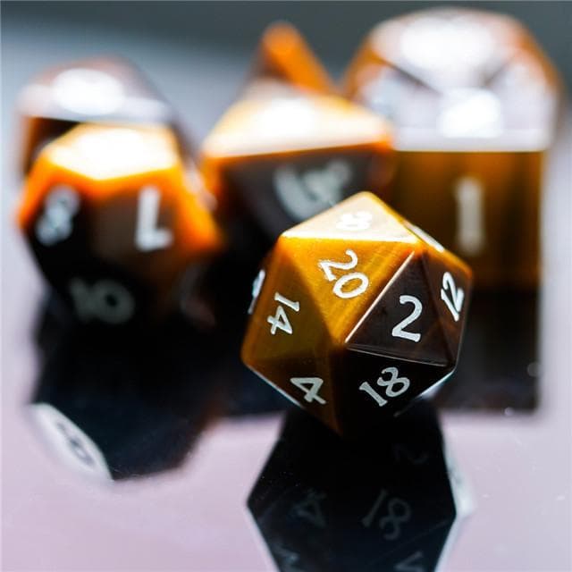 Gemstone Dice | Natural Tiger's Eye | Set of 7