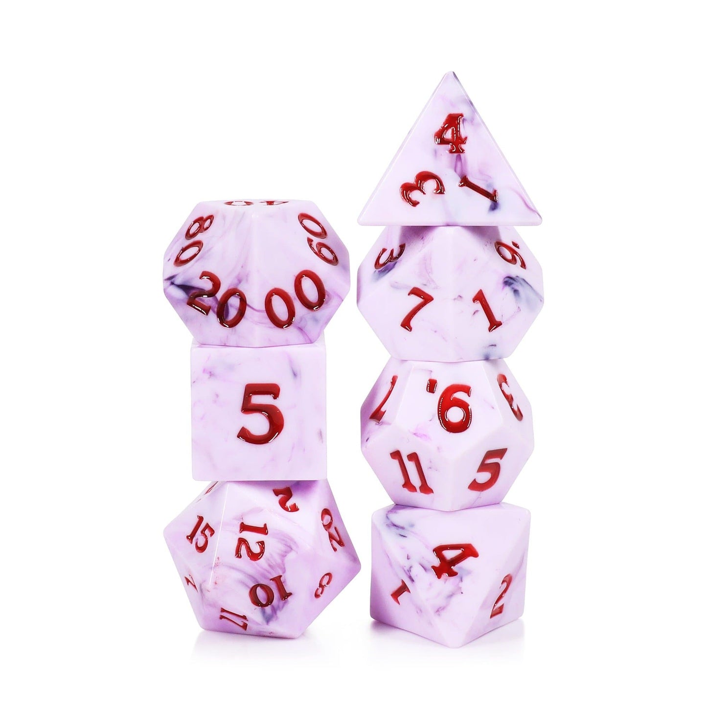 RPG Dice | "Blood and Bone" (Sharp Edged) | Set of 7