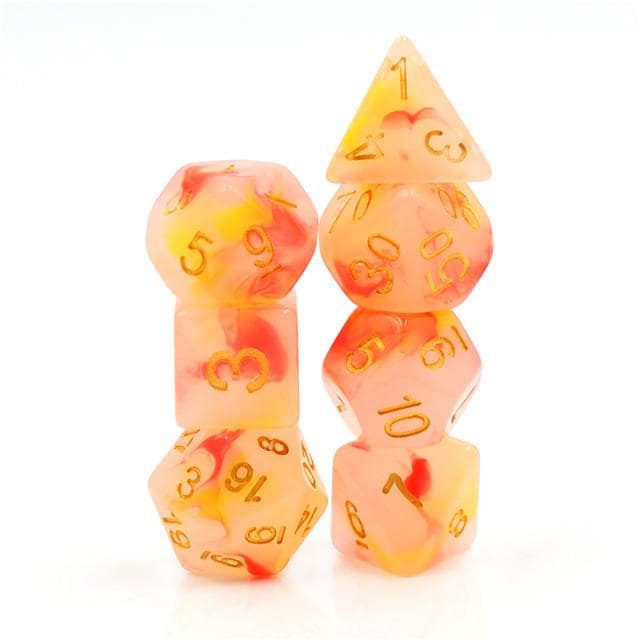 RPG Dice | "Ember Jade" | Set of 7