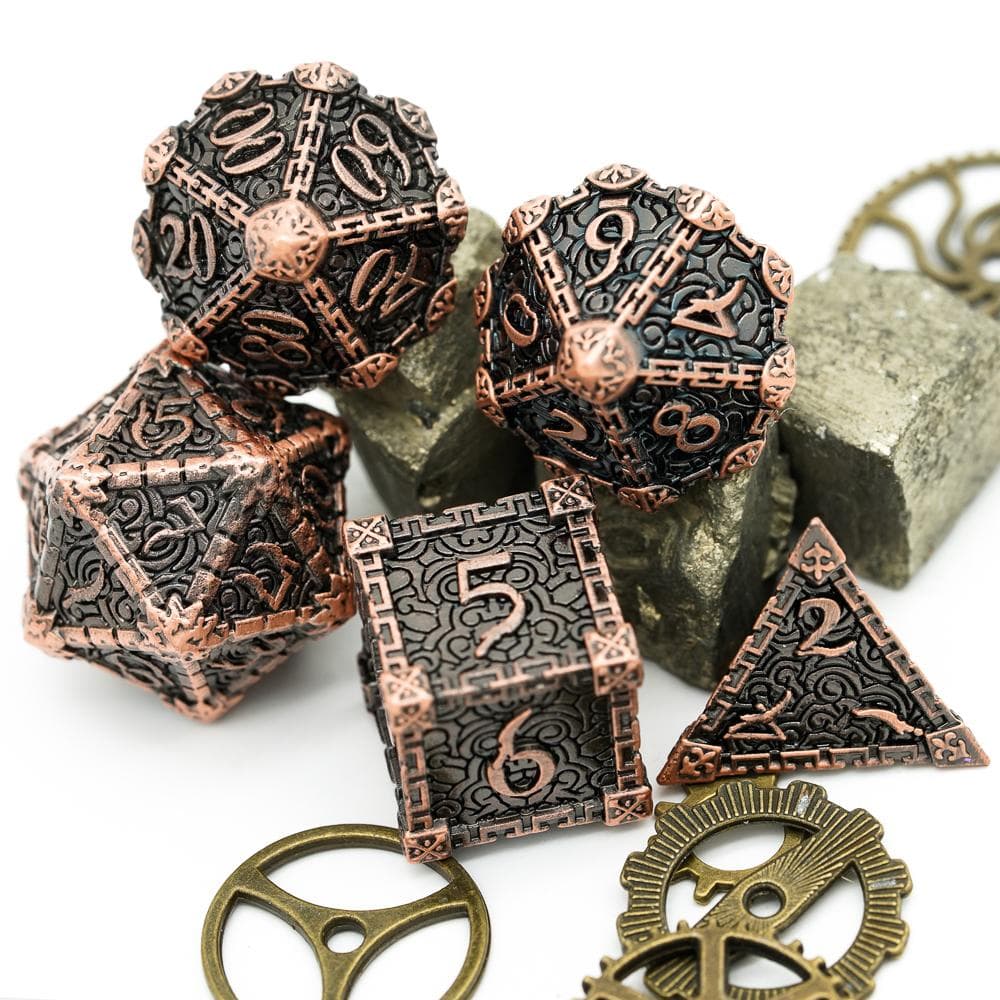 Metal Dice | "Dagger of Venom" Brushed Copper | Set of 7