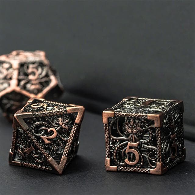 Metal Dice | Hollow "Eldritch Horror" Copper | Set of 7