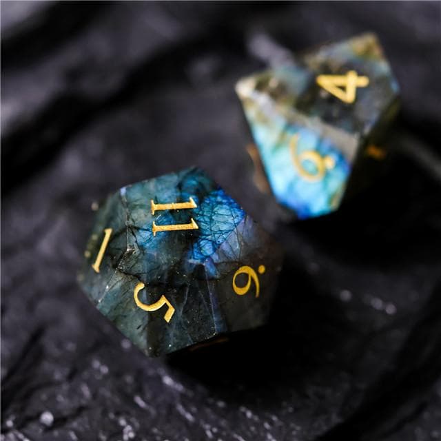 Gemstone Dice | Natural Labradorite | Set of 7