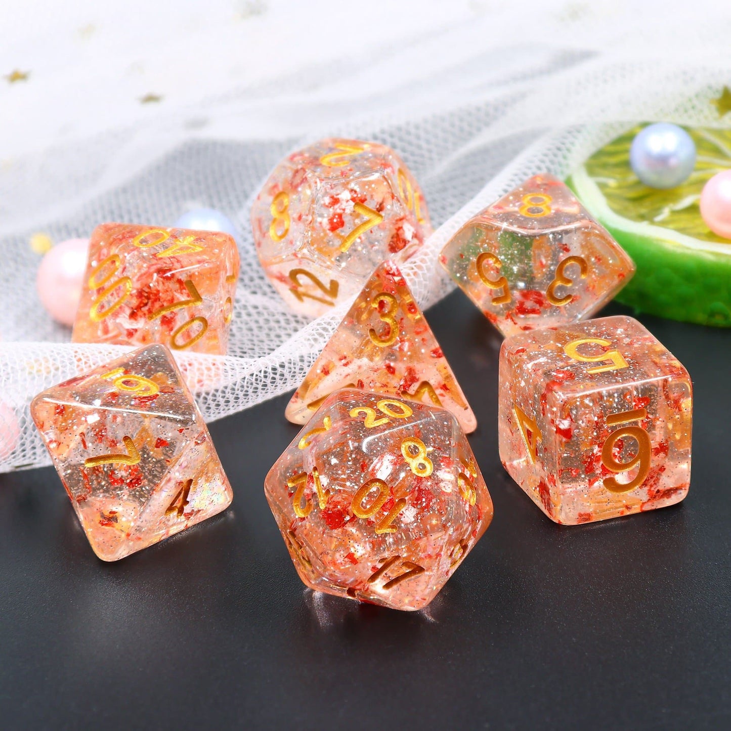 RPG Dice | "Ruby Shards" | Set of 7