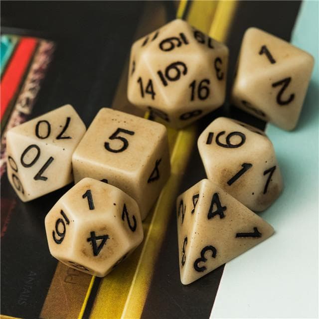 Polyhedral Dice Set | Resin | "Hefty Stone" (Double-Weight) | Set of 7 (D0055)