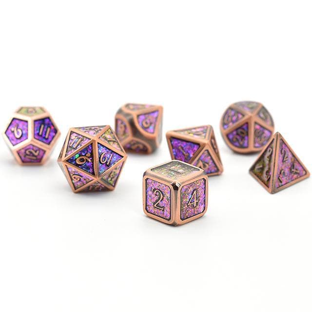 Metal Dice - Copper Plated Iridescent - Set of 7