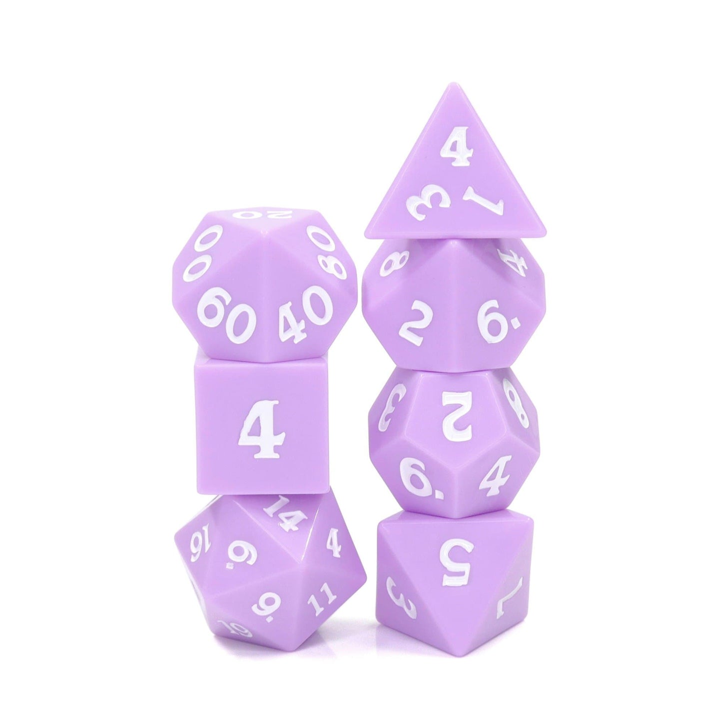 RPG Dice | Pastel Lilac (Sharp Edged) | Set of 7