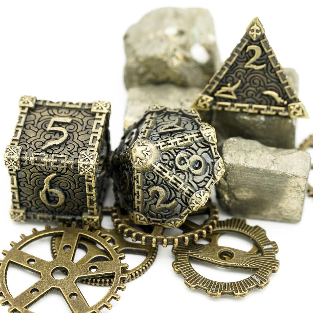 Metal Dice | "Dagger of Venom" Brushed Bronze | Set of 7