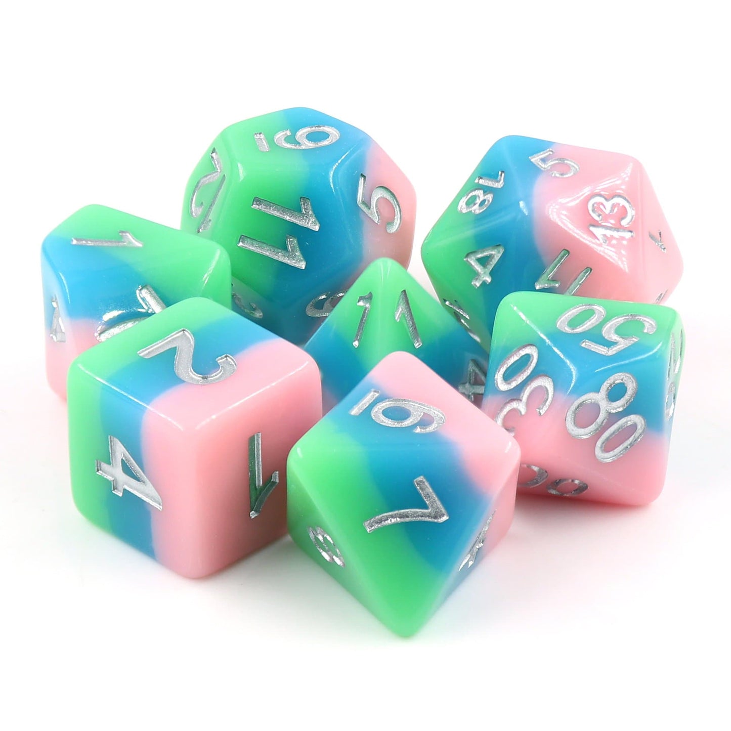Polyhedral Dice Set | Acrylic | Pastel "Wonderland" | Set of 7 (D0132)