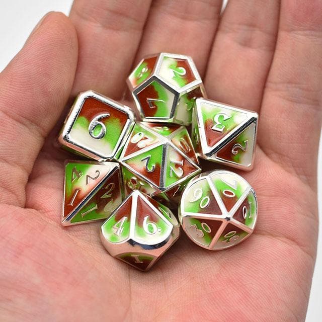 Metal Dice | "Earth Kingdom" Enamel | Set of 7