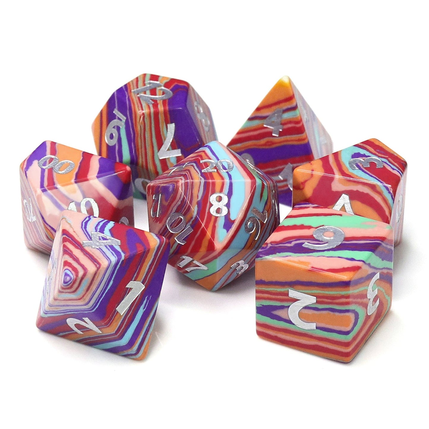 Gemstone Dice | Rainbow Strata | Set of 7
