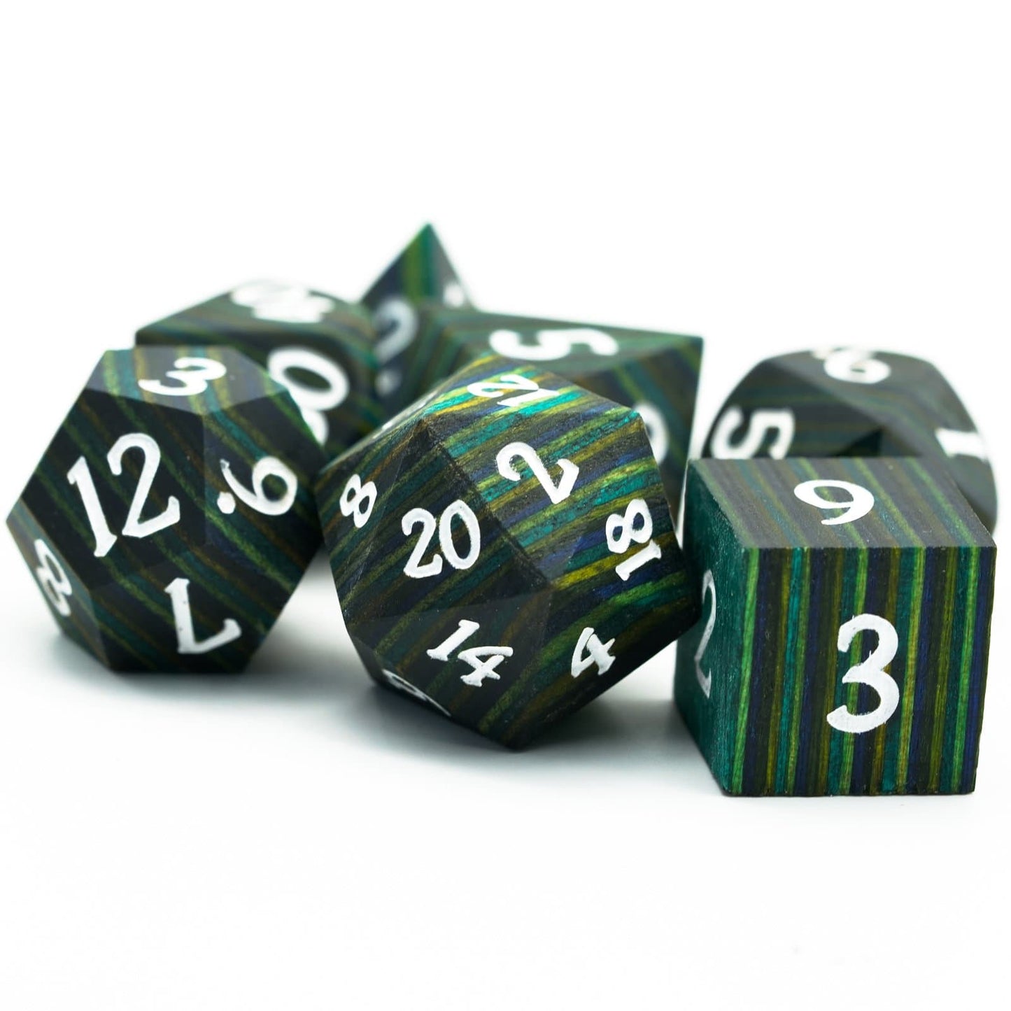 Wooden Dice | Green Forest | Set of 7