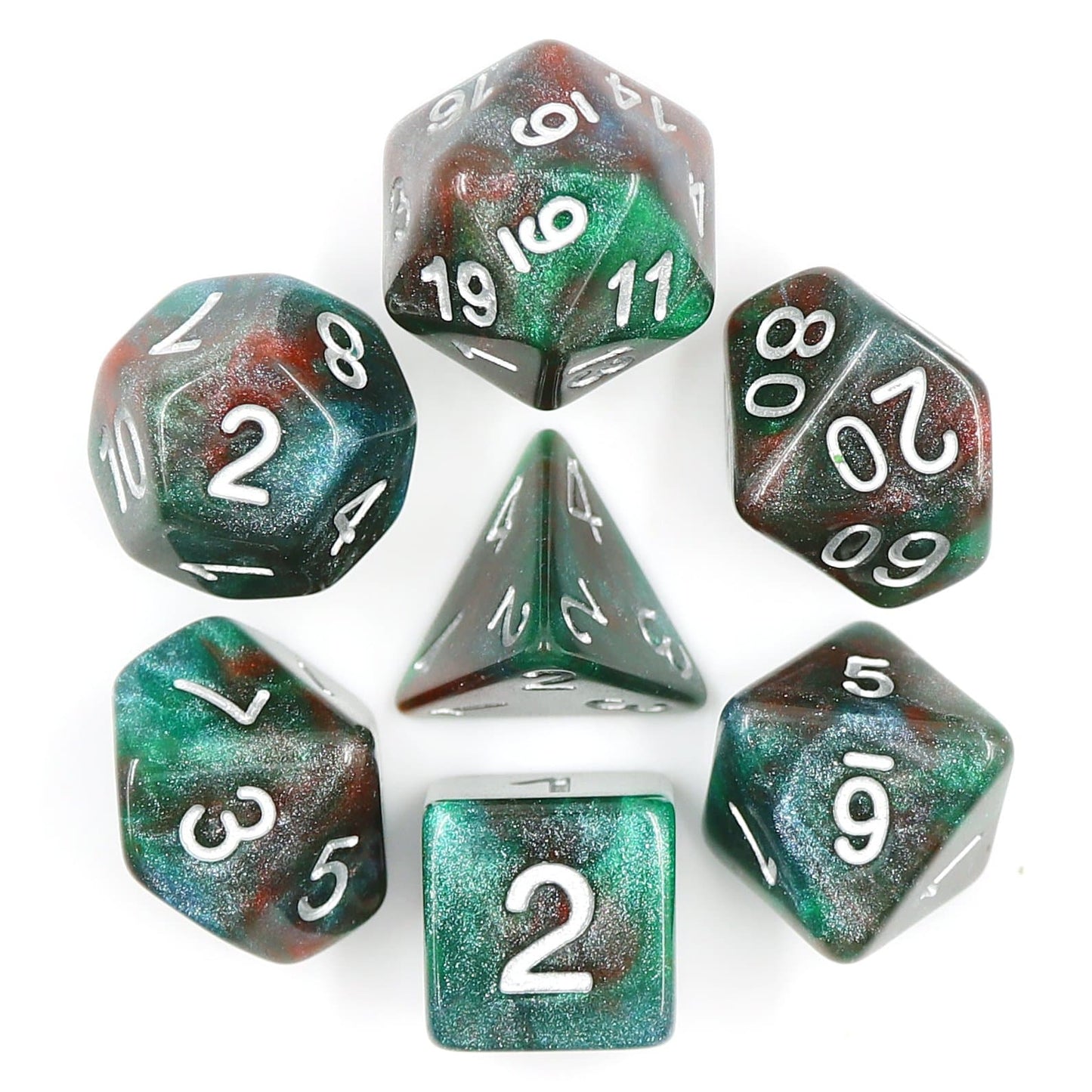 RPG Dice | "Bloodstone" | Set of 7
