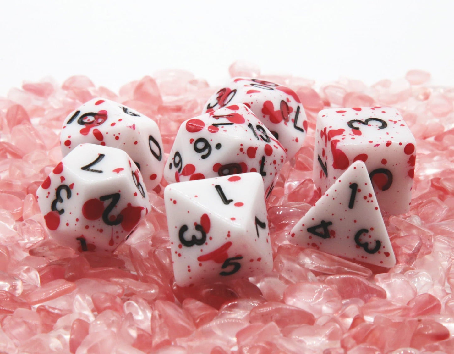 RPG Dice | "Blood Splatter" (Dark) | Set of 7