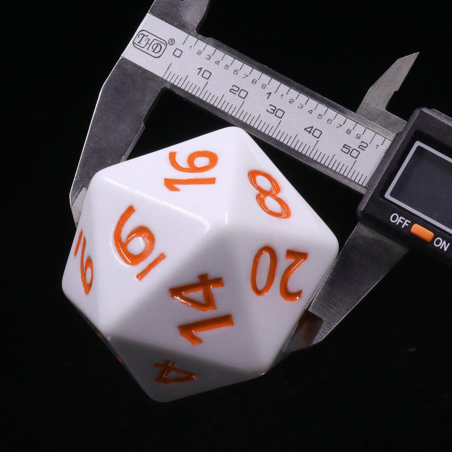 Colossal d20 (55mm) | White w/ Orange Ink