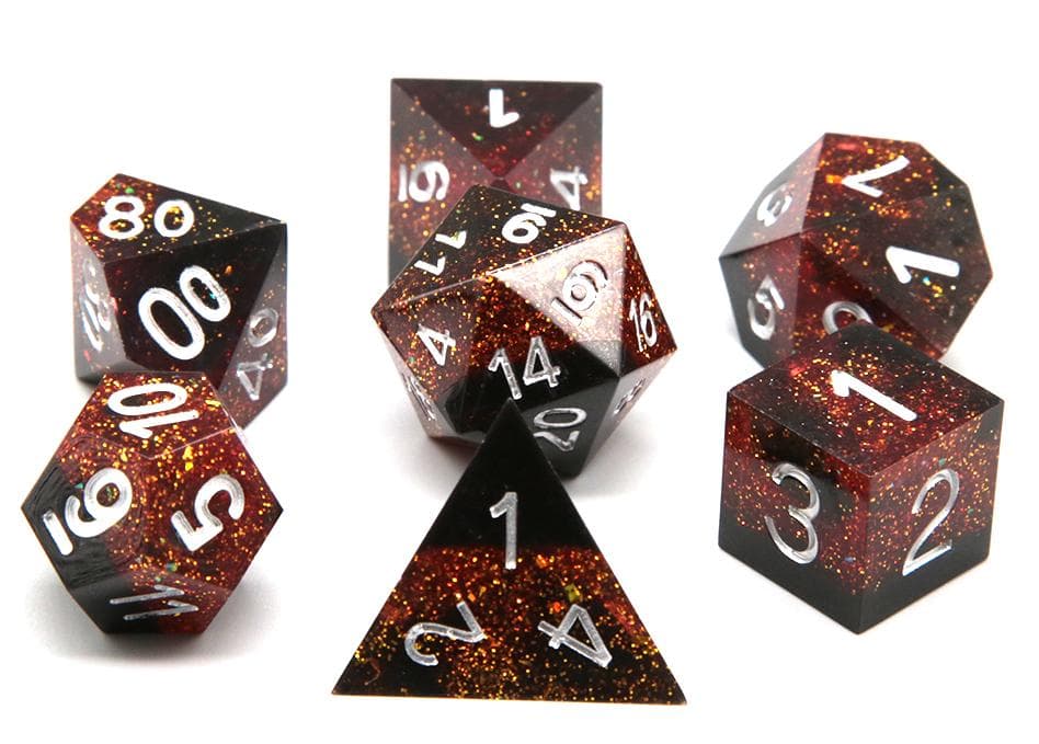 RPG Dice | "Sparkling Sky" (Sharp Edged) | Set of 7