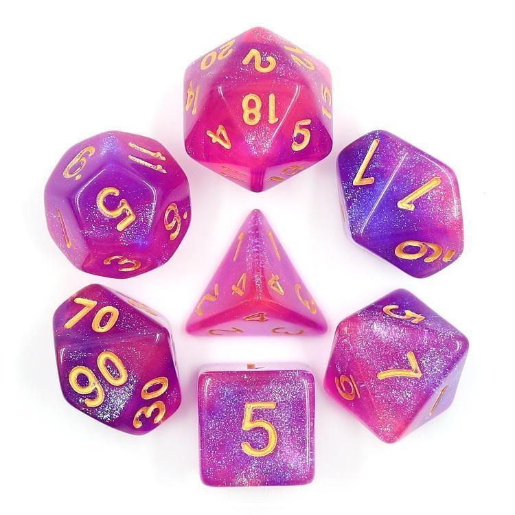 RPG Dice | "Arcane Aurora" Gold Ink | Set of 7