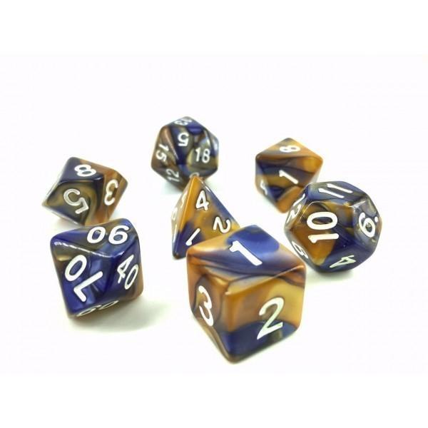 Polyhedral Dice Set | Acrylic | "Golden Sea" | Set of 7 (D0038)