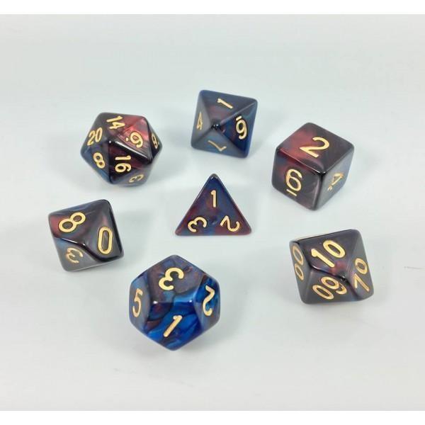 Polyhedral Dice Set | Acrylic | "Marvel" Blend Red Dark Blue | Set of 7 (D0154)